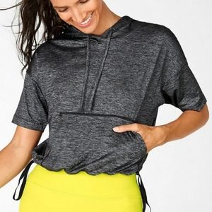 Fabletics Bea Short Sleeve Hoodie Black/Grey Small